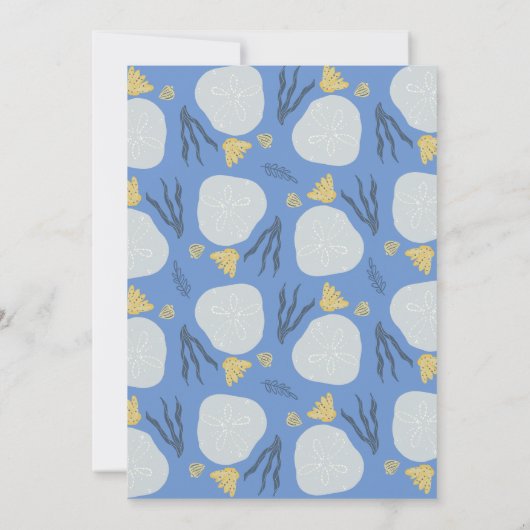 Beach Sand Dollars Botanisches Blau Save the Date Einladung (Rückseite)