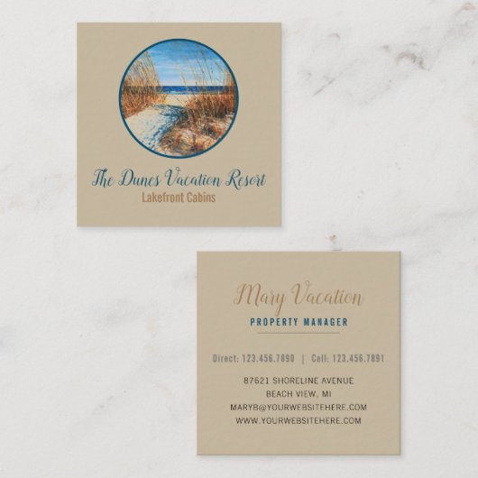 Beach Sand Dunes Coastal Miete Quadratische Visitenkarte (Vorne/Hinten)