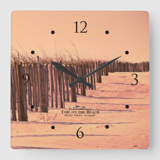 Beach Sand Dunes Fence Clock Quadratische Wanduhr (Vorderseite)