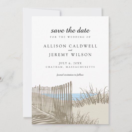 Beach Sand Dunes Wedding retten das Datum Save The Date (Vorderseite)