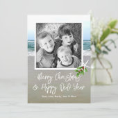 Beach Sand Foto Weihnachtskarte Feiertagskarte (Stehend Vorderseite)