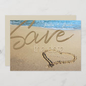 Beach Sand Heart Bold Save the Date Einladung (Vorne/Hinten)