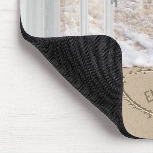 Beach Sand Heart mit offenem Fenster Mousepad (Ecke)