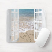 Beach Sand Heart mit offenem Fenster Mousepad (Mit Mouse)