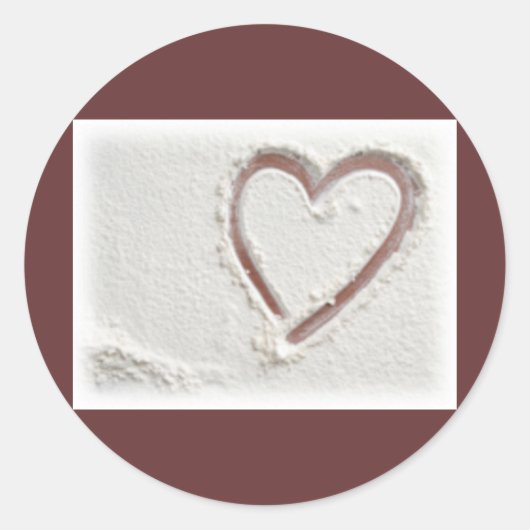 Beach Sand Heart Runder Aufkleber (Vorderseite)