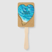 Beach Sand Heart Seashore Wedding Fächer (Vorderseite)