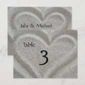 Beach Sand Heart Tischnummer Card (Vorne/Hinten)