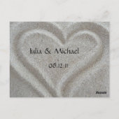 Beach Sand Heart Tischnummer Card (Rückseite)
