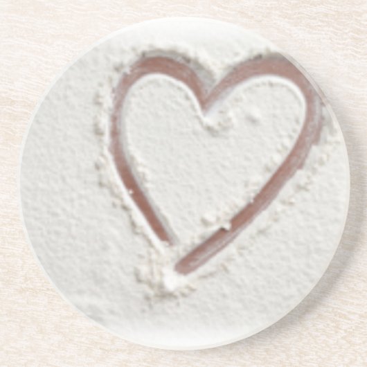 Beach Sand Heart Valentine Sandstein Untersetzer (Vorne)