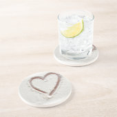 Beach Sand Heart Valentine Sandstein Untersetzer (Seite)