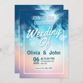 Beach Sand Hearts Elegante Tropical Moderne Hochze Einladung (Vorne/Hinten)