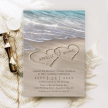 Beach Sand Hearts Elegante Tropical Moderne Hochze