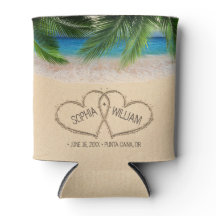 Beach Sand Hearts Palm Wedding Tropical