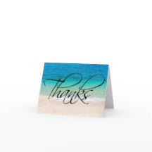 Beach Sand Ocean Thanks Thank You Note Card