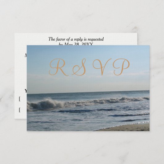 Beach Sand Ocean Waves Hochzeit RSVP (Vorne/Hinten)