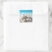 Beach Sand Pumpkins and Starfish Quadratischer Aufkleber (Tasche)