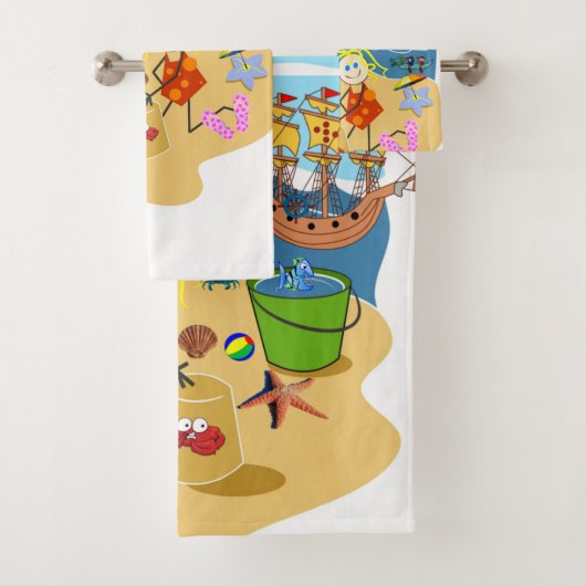 Beach Sand Rainbow Sun Krab Badezimmer Handtuch Se Badhandtuch Set (Insitu)