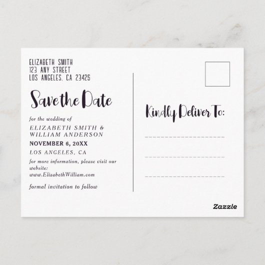 Beach Sand Save the Date Postcard Postkarte (Rückseite)