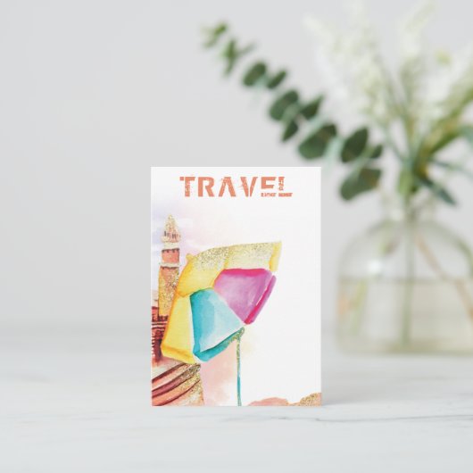 *~* Beach Sand Sea Travel Tourismus QR Busin Visitenkarte (Stehend Vorderseite)