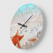 Beach, Sand, Seashells Große Wanduhr (Winkel)