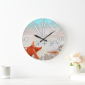 Beach, Sand, Seashells Große Wanduhr (Zuhause)