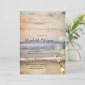 Beach Sand Sky Balloons, Wine Retirement Party Einladung (Stehend Vorderseite)