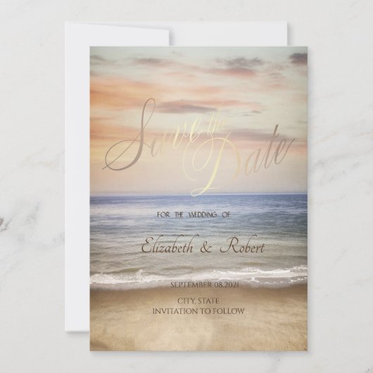 Beach Sand Sky Wedding rettet das Datum Save The Date (Vorderseite)