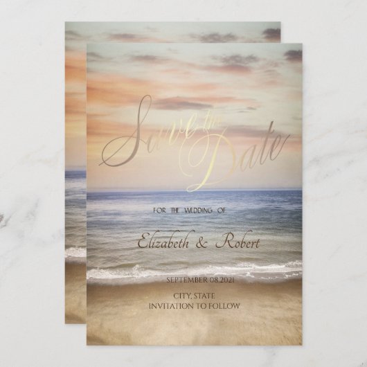 Beach Sand Sky Wedding rettet das Datum Save The Date (Vorne/Hinten)