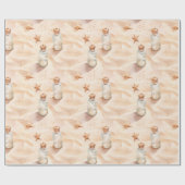 Beach Sand Starfish Bottles Geschenkpapier (Flach)