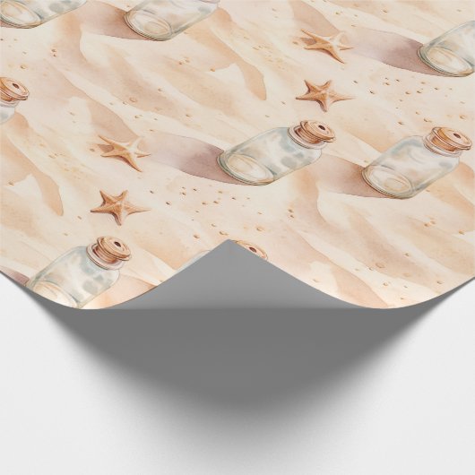Beach Sand Starfish Bottles Geschenkpapier (Ecke)