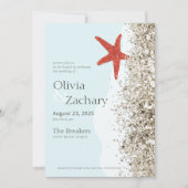 Beach Sand Starfish Whimisical Wedding Invitation Einladung (Vorderseite)