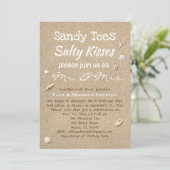 Beach Sand & White Typografy Post Wedding Einladung (Stehend Vorderseite)