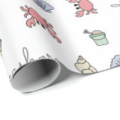Beach Sandcastle Crab Muschel Pail Baby Baby Geschenkpapier (Rolleneckpunkt)