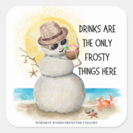 Beach Sandman Frosty Drinks Weihnachten Quadratischer Aufkleber