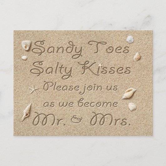 Beach Sandy Toes Salty Kisses Save the Date Ankündigungspostkarte (Vorderseite)