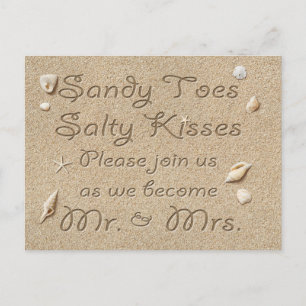 Beach Sandy Toes Salty Kisses Save the Date pink Ankündigungspostkarte
