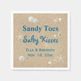 Beach Sandy Toes Salty Kisses Wedding Napkin Serviette