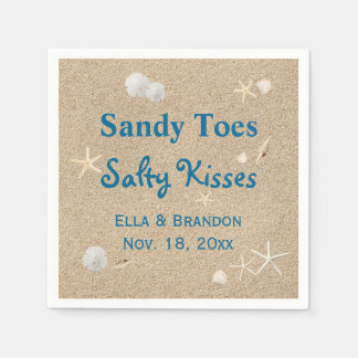 Beach Sandy Toes Salty Kisses Wedding Napkin Serviette