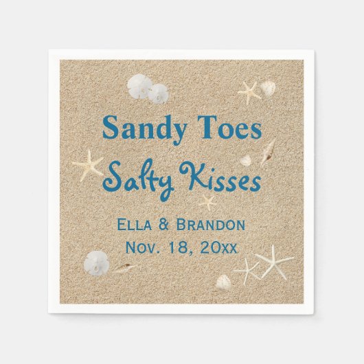 Beach Sandy Toes Salty Kisses Wedding Napkin Serviette (Vorderseite)