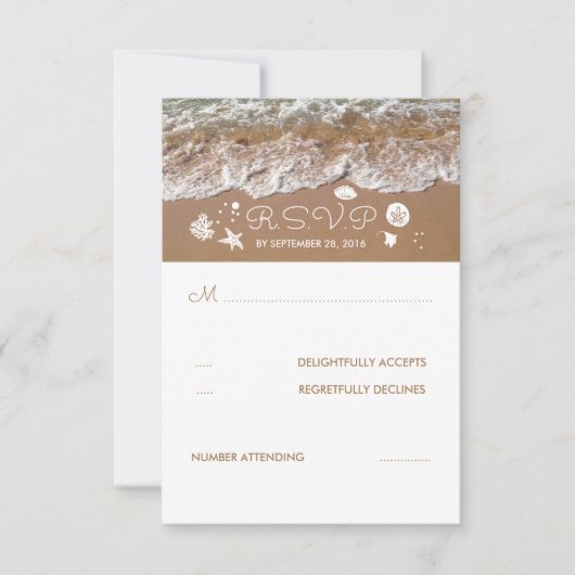 Beach Sandy Waves Summer Wedding RSVP Card Karte (Vorderseite)