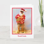 Beach Santa Christmas Card Karte<br><div class="desc">Santa is making a Joyful noise with his saxophone.</div>