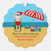 Beach Santa Claus Niedlich Custom Frohe Weihnachte Ornament Karte (Vorderseite)