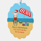 Beach Santa Claus Niedlich Custom Frohe Weihnachte Ornament Karte (Links)
