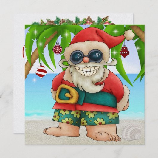 Beach Santa Cocktail Party Einladung - SRF (Vorne/Hinten)