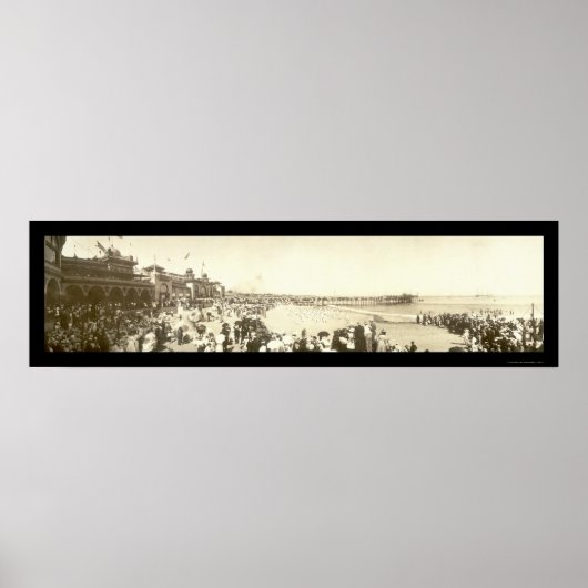 Beach Santa Cruz, CA Foto 1908 Poster (Vorne)