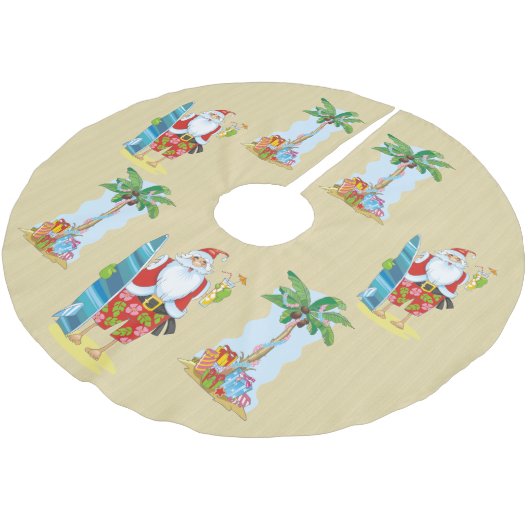 Beach Santa Holiday Baum Rock Polyester Weihnachtsbaumdecke (Schrägansicht)