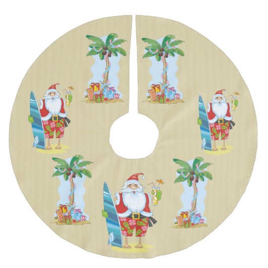 Beach Santa Holiday Baum Rock Polyester Weihnachtsbaumdecke (Vorderseite)