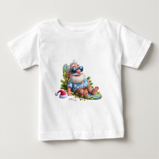 Beach Santa Summer Holiday cute Christmas Lights Baby T-shirt (Vorderseite)