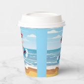 Beach Santa Surfing Weihnachten Pappbecher (Links)