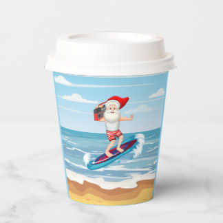 Beach Santa Surfing Weihnachten Pappbecher